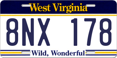 WV license plate 8NX178