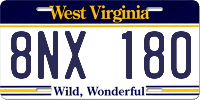 WV license plate 8NX180