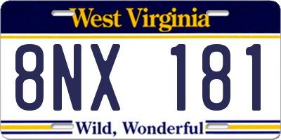 WV license plate 8NX181