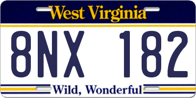 WV license plate 8NX182