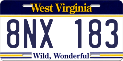 WV license plate 8NX183
