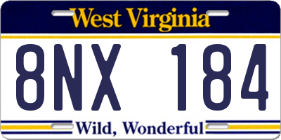 WV license plate 8NX184