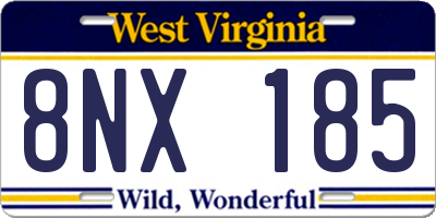 WV license plate 8NX185