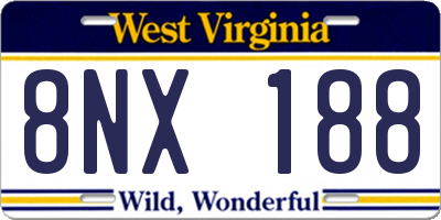 WV license plate 8NX188