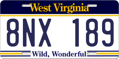 WV license plate 8NX189