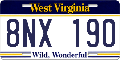 WV license plate 8NX190
