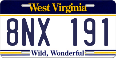 WV license plate 8NX191