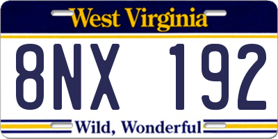 WV license plate 8NX192