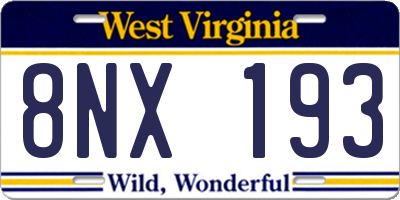 WV license plate 8NX193