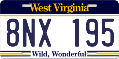 WV license plate 8NX195