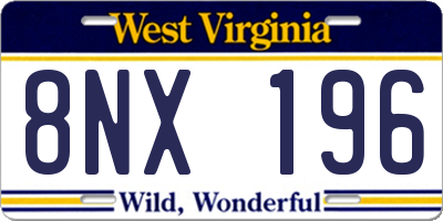 WV license plate 8NX196
