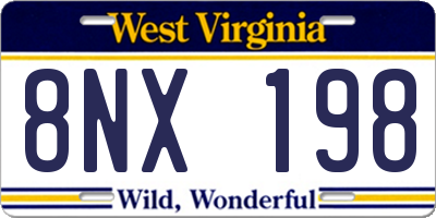 WV license plate 8NX198