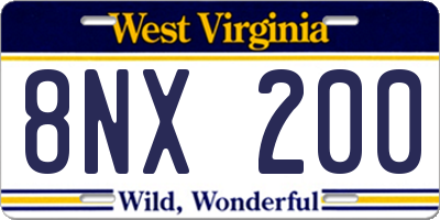 WV license plate 8NX200
