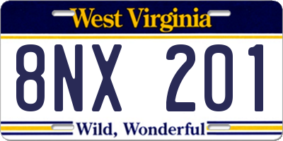 WV license plate 8NX201
