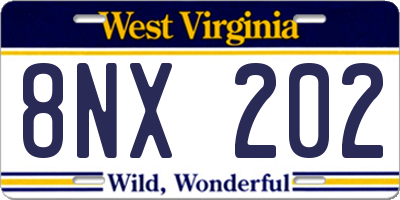 WV license plate 8NX202
