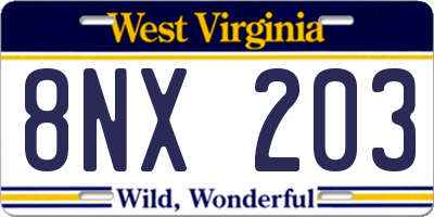WV license plate 8NX203