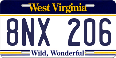 WV license plate 8NX206