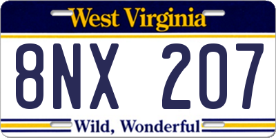 WV license plate 8NX207