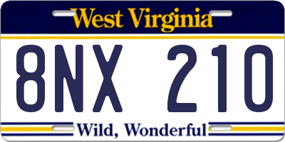 WV license plate 8NX210