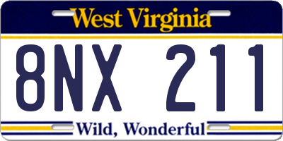 WV license plate 8NX211