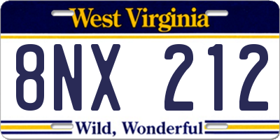 WV license plate 8NX212