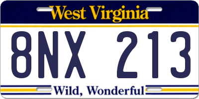 WV license plate 8NX213