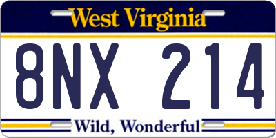 WV license plate 8NX214