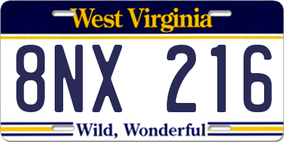 WV license plate 8NX216