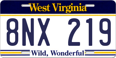 WV license plate 8NX219