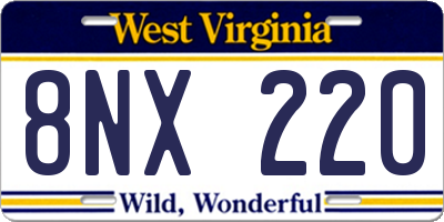 WV license plate 8NX220