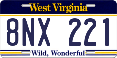 WV license plate 8NX221