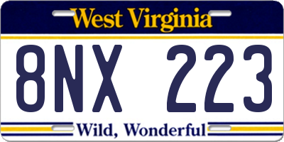 WV license plate 8NX223