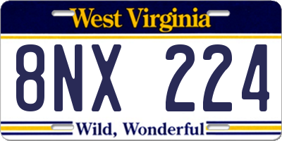 WV license plate 8NX224