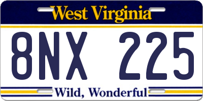 WV license plate 8NX225