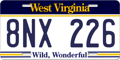 WV license plate 8NX226
