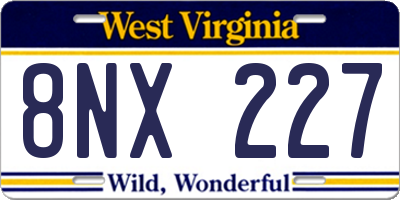 WV license plate 8NX227