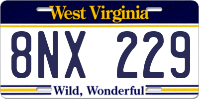 WV license plate 8NX229
