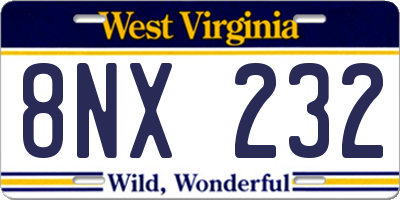WV license plate 8NX232
