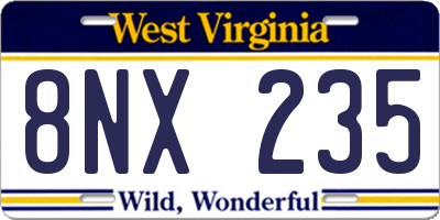 WV license plate 8NX235