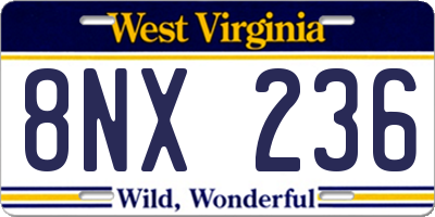 WV license plate 8NX236