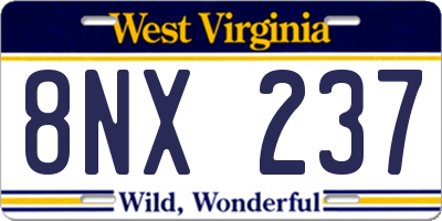 WV license plate 8NX237