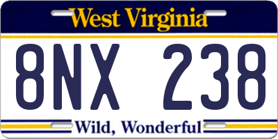 WV license plate 8NX238