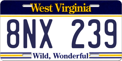 WV license plate 8NX239