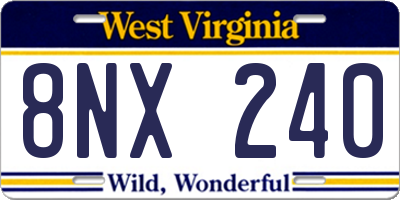 WV license plate 8NX240