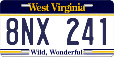 WV license plate 8NX241