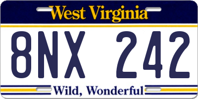 WV license plate 8NX242