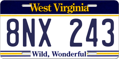 WV license plate 8NX243
