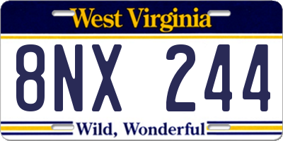 WV license plate 8NX244