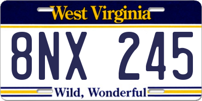 WV license plate 8NX245