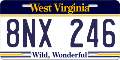 WV license plate 8NX246